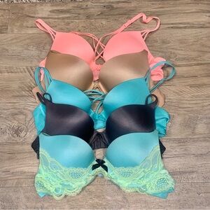 Victoria Secret Bundle 5 Satin Push Up Bras